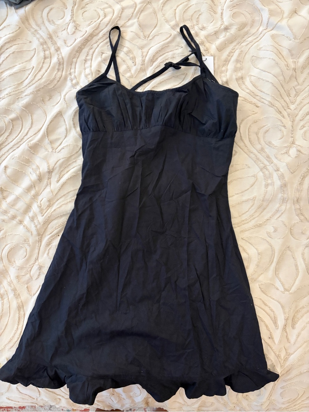Black low back spaghetti strap cotton sundress